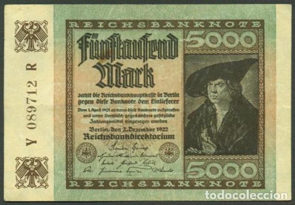 Billetes extranjeros: ALEMANIA (Rep. Weimar). 5000 mark 2.12.1922. Pick 81.