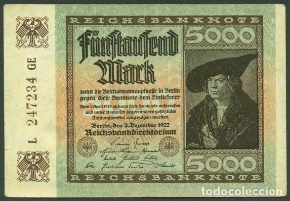 Billetes extranjeros: ALEMANIA (Rep. Weimar). 5000 mark 2.12.1922. Pick 81.