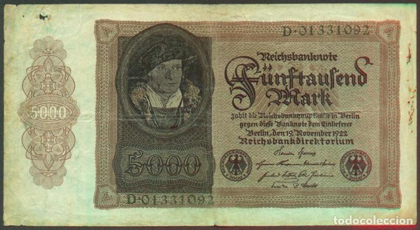 Billetes extranjeros: ALEMANIA (Rep. Weimar). 5000 mark 19.11.1922. Pick 79.