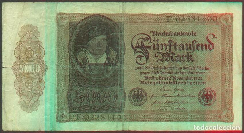 Billetes extranjeros: ALEMANIA (Rep. Weimar). 5000 mark 19.11.1922. Pick 79.