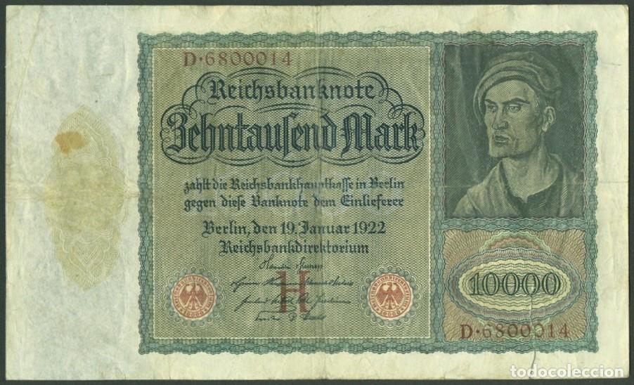 Billetes extranjeros: ALEMANIA (Rep. Weimar). 10000 MARK 19.1. 1922. PICK 70. EL BILLETE ESTATAL DE MAYOR TAMA&Ntilde;O.