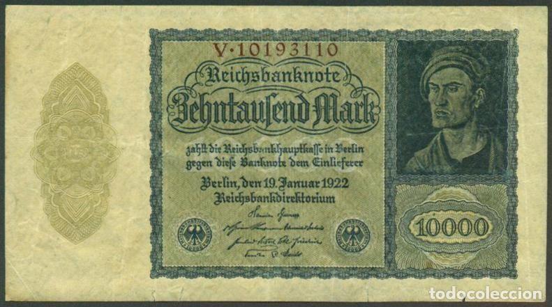 Billetes extranjeros: ALEMANIA (Rep. Weimar). 10000 Mark 19.1. 1922. Pick 72