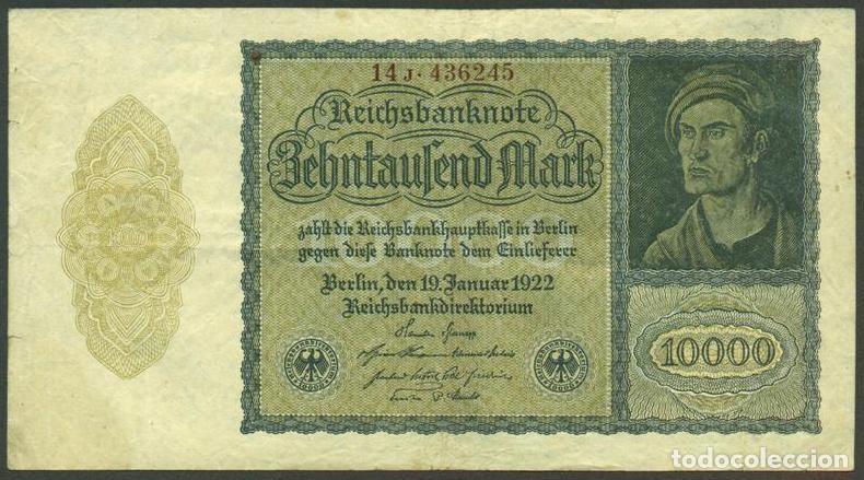 Billetes extranjeros: ALEMANIA (Rep. Weimar). 10000 Mark 19.1. 1922. Pick 72