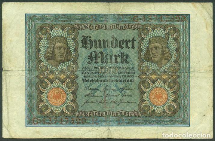 Billetes extranjeros: ALEMANIA (Rep. Weimar). 100 Mark 1.11. 1920. Pick 89b. 8 digitos.