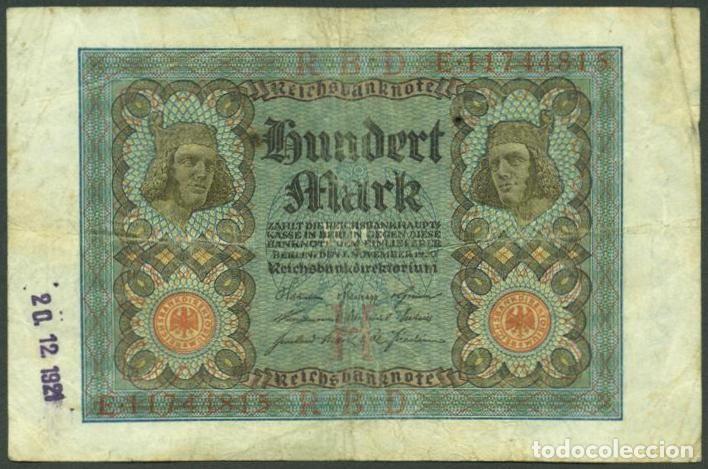 Billetes extranjeros: ALEMANIA (Rep. Weimar). 100 Mark 1.11. 1920. Pick 89b. 8 digitos.