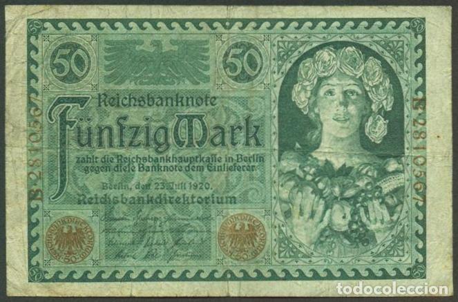 Billetes extranjeros: ALEMANIA (Rep. Weimar). 50 Mark 23.7. 1920. Pick 68.