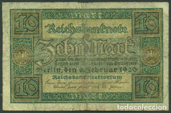 Billetes extranjeros: ALEMANIA (Rep. Weimar). 10 Mark 6.2. 1920. Pick 67.