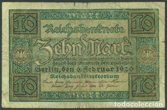 Billetes extranjeros: ALEMANIA (Rep. Weimar). 10 Mark 6.2. 1920. Pick 67.
