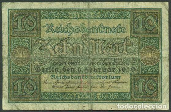 Billetes extranjeros: ALEMANIA (Rep. Weimar). 10 Mark 6.2. 1920. Pick 67.