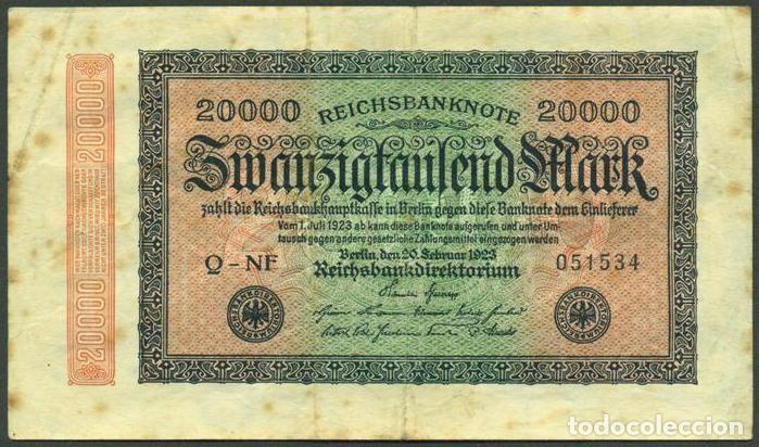Billetes extranjeros: ALEMANIA (Rep. Weimar). 20000 Mark 20.3. 1923. Pick 85.