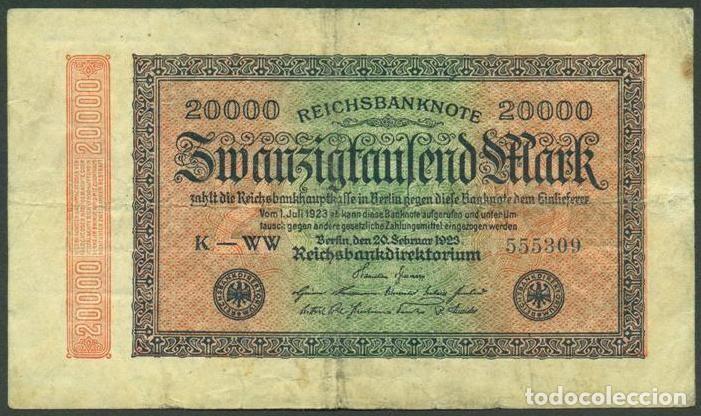 Billetes extranjeros: ALEMANIA (Rep. Weimar). 20000 Mark 20.3. 1923. Pick 85.