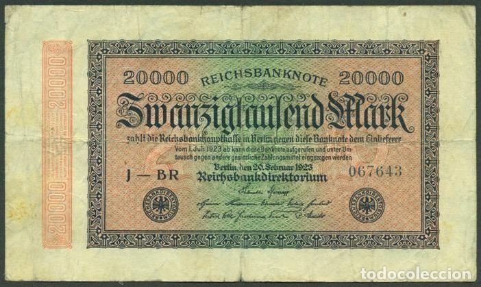 Billetes extranjeros: ALEMANIA (Rep. Weimar). 20000 Mark 20.3. 1923. Pick 85.