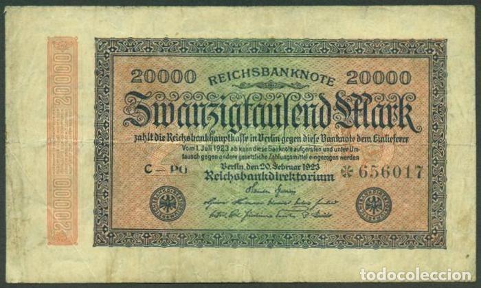 Billetes extranjeros: ALEMANIA (Rep. Weimar). 20000 Mark 20.3. 1923. Pick 85.