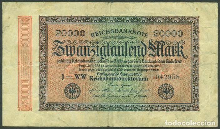 Billetes extranjeros: ALEMANIA (Rep. Weimar). 20000 Mark 20.3. 1923. Pick 85.