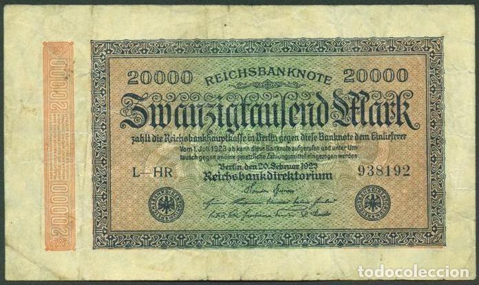 Billetes extranjeros: ALEMANIA (Rep. Weimar). 20000 Mark 20.3. 1923. Pick 85.