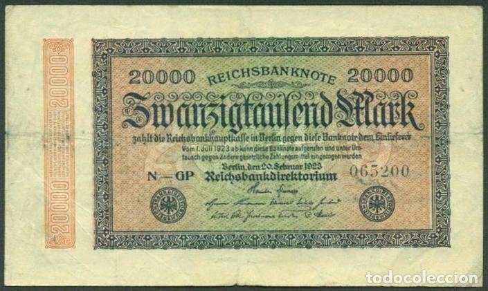 Billetes extranjeros: ALEMANIA (Rep. Weimar). 20000 Mark 20.3. 1923. Pick 85.