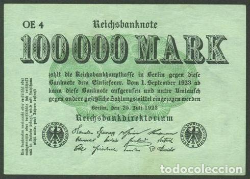 Billetes extranjeros: ALEMANIA (Rep. Weimar). 100000 mark 25.3.1923. Pick 91. Unifaz.