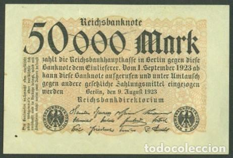 Billetes extranjeros: ALEMANIA (Rep. Weimar). 50000 mark 9.8. 1923. Pick 99. Unifaz.