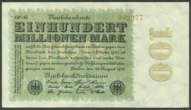 Billetes extranjeros: ALEMANIA (Rep. Weimar). 10 millionen mark 22.8. 1923. Pick 106. Unifaz.