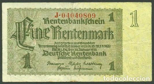 Billetes extranjeros: ALEMANIA. III reich. II G.M. 1 rentenmark 1937. Pick 173.