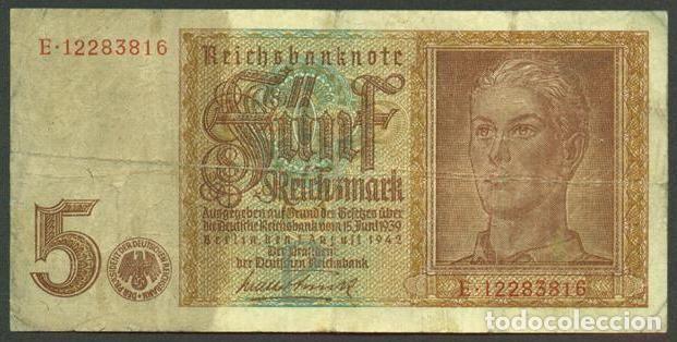Billetes extranjeros: ALEMANIA. III reich. II G.M. 5 reichsmark 1942. Pick 186.