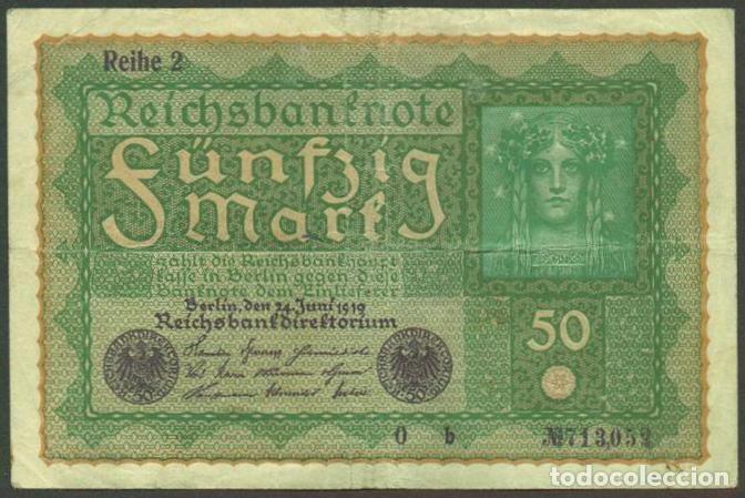 Billetes extranjeros: ALEMANIA. Post I G.M.. 50 mark 24.6.1919. Pick 66.