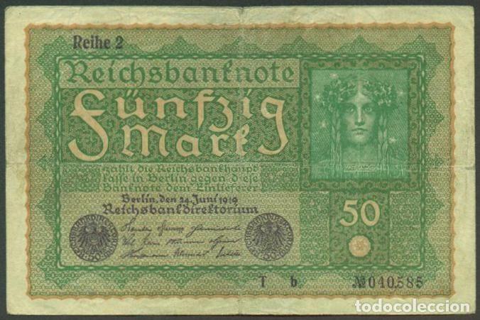 Billetes extranjeros: ALEMANIA. Post I G.M. 50 mark 24.6.1919. Pick 66