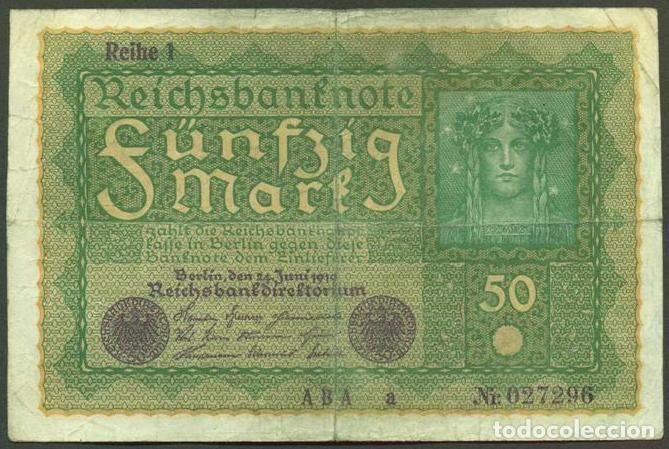 Billetes extranjeros: ALEMANIA. Post I G.M. 50 mark 24.6.1919. Pick 66. Reihe 1.