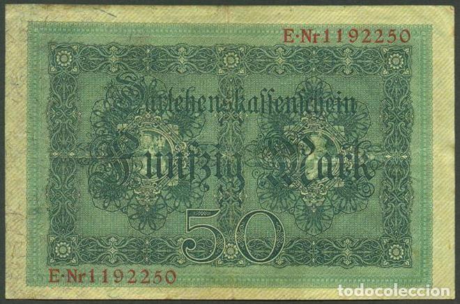 Billetes extranjeros: ALEMANIA. I G.M. 50 mark 5.8.1914. Pick 49 b. 7 digitos.