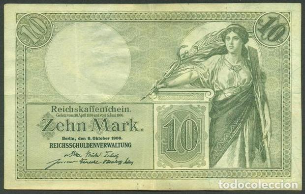 Billetes extranjeros: ALEMANIA (Imperio). 10 mark 6.9.1906. Pick 9 b.