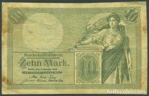 Billetes extranjeros: ALEMANIA (Imperio). 10 mark 6.9.1906. Pick 9 b.