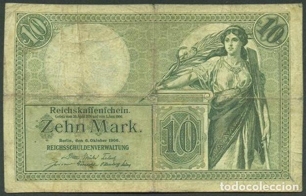 Billetes extranjeros: ALEMANIA (IMPERIO). 10 mark 06.10.1906. Pick 9.