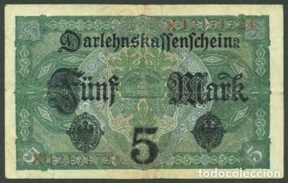 Billetes extranjeros: ALEMANIA. I G.M. 5 mark 1.8.1917. Pick 56 b. 7 digitos.