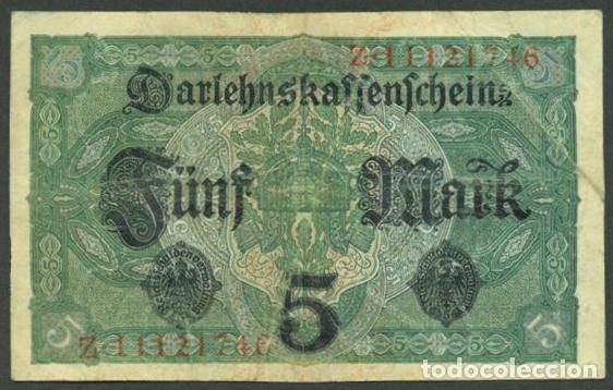 Billetes extranjeros: ALEMANIA. I G.M. 5 mark 1.8.1917. Pick 56 b. 7 digitos.