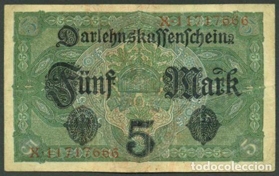 Billetes extranjeros: ALEMANIA. I G.M. 5 mark 1.8.1917. Pick 56 b. 7 digitos.