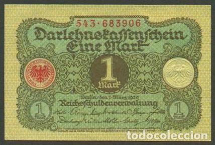Billetes extranjeros: ALEMANIA. Post I G.M. 1 mark 1.3.1920. Pick 58.