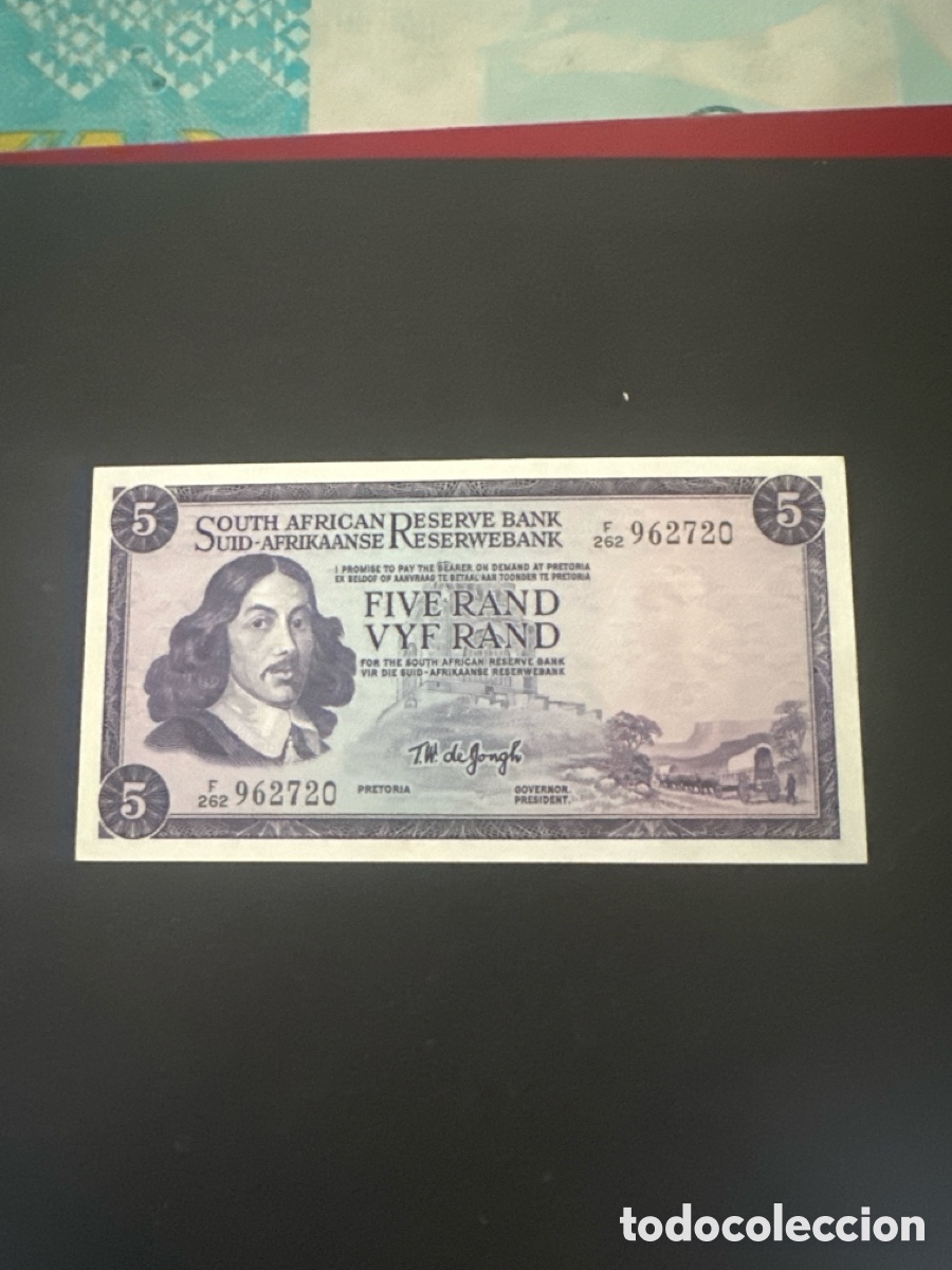 Billetes extranjeros: Billete de Sud&aacute;frica de 5 rand a&ntilde;o 1975 sin circular