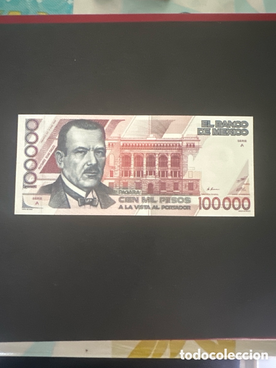 Billetes extranjeros: Billete de M&eacute;xico de 100000 pesos a&ntilde;o 1988 serie AA sin circular