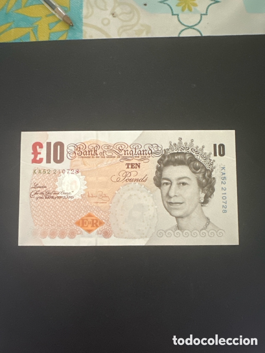 Billetes extranjeros: Billete de Inglaterra 10 libras a&ntilde;o 2000, sin circular