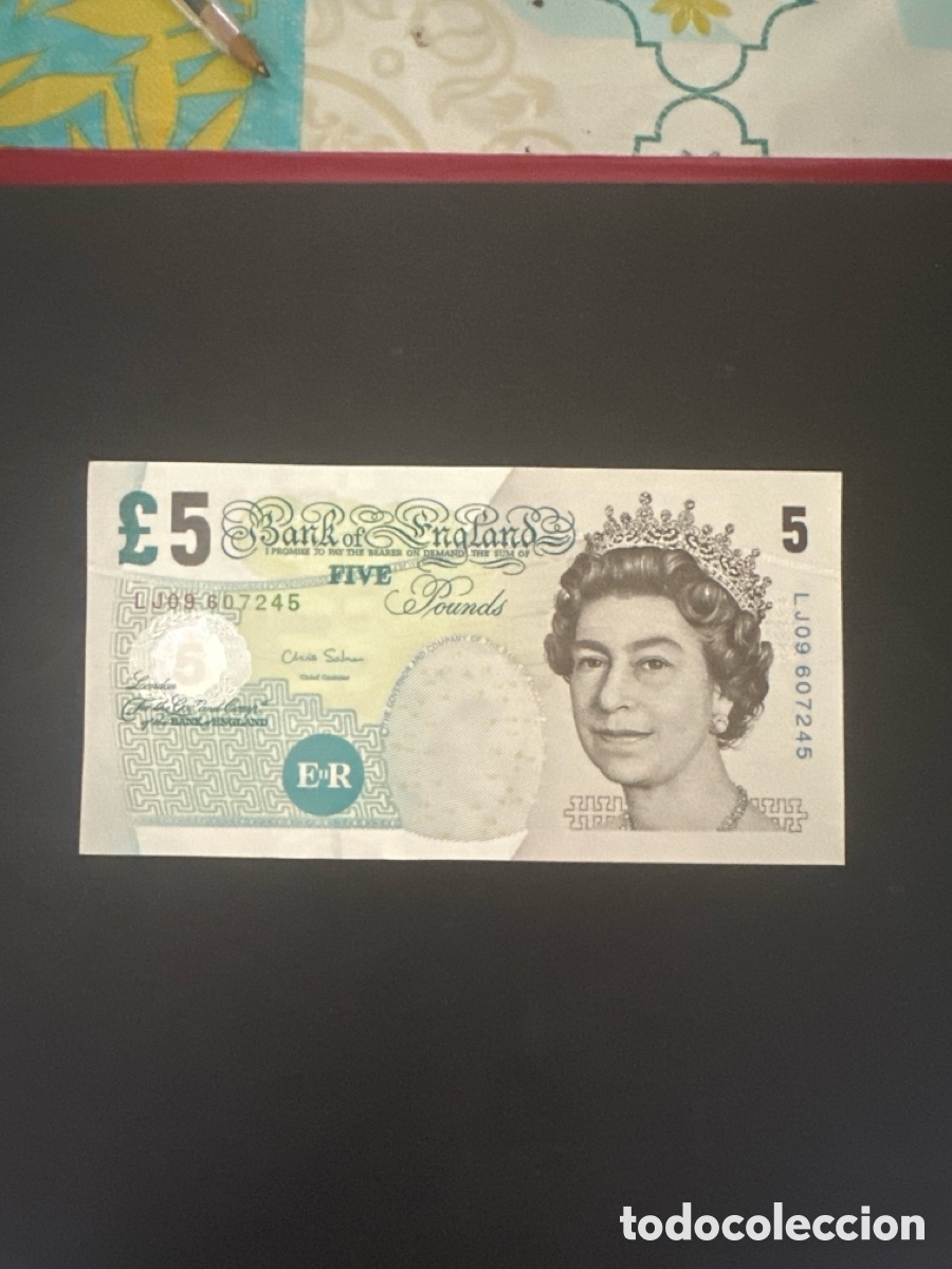 Billetes extranjeros: Billete de Inglaterra de 5 libras a&ntilde;o 2012, sin circular