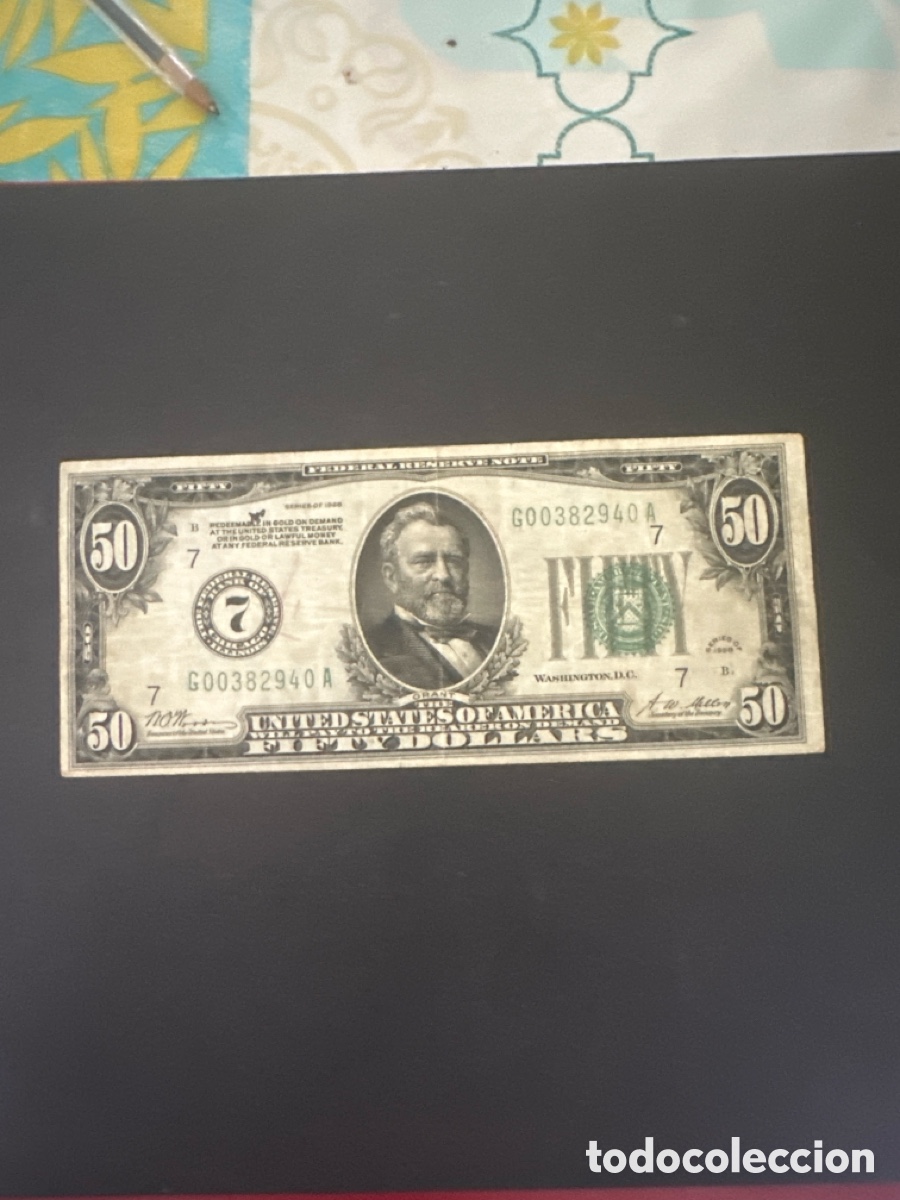 Billetes extranjeros: Billete Estados Unidos reserva federal de Chicago a&ntilde;o 1928 .
