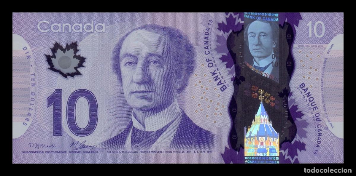 Billetes extranjeros: Canad&aacute; 10 D&oacute;lares John Macdonald 2013 Pick 107b Pol&iacute;mero Sc Unc