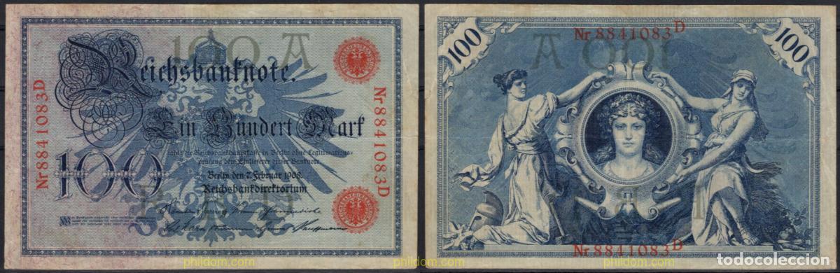 Billetes extranjeros: 8642 ALEMANIA 1908 ALEMANIA GERMANY 100 MARK 1908
