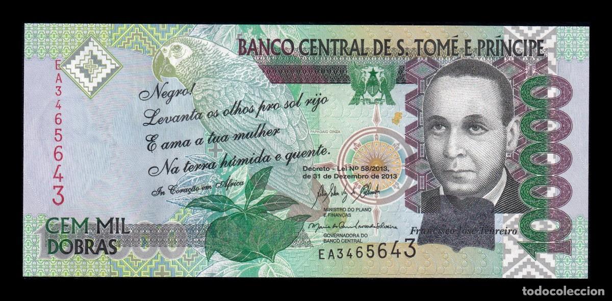 Billetes extranjeros: Santo Tome y Principe 100000 Dobras Francisco J. Terneiro 2013 Pick 69c Capicua Sc Unc