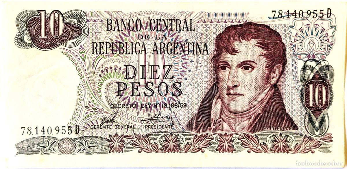 Billetes extranjeros: ARGENTINA (1976) - 10 PESOS DECRETO-LEY 18.188-69 - 78.140.955 D - PICK#295 - SC