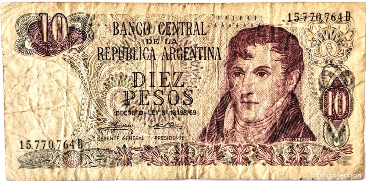 Billetes extranjeros: ARGENTINA (1975) - 10 PESOS DECRETO-LEY 18.188-69 - 15.770.764 D - PICK#295 - B