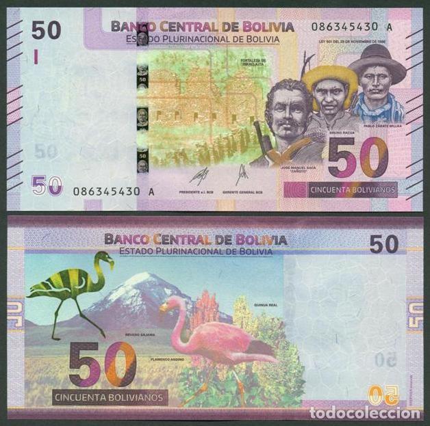 Billetes extranjeros: BOLIVIA. 50 bolivianos 2018(2024). Ver firmas. S/C.