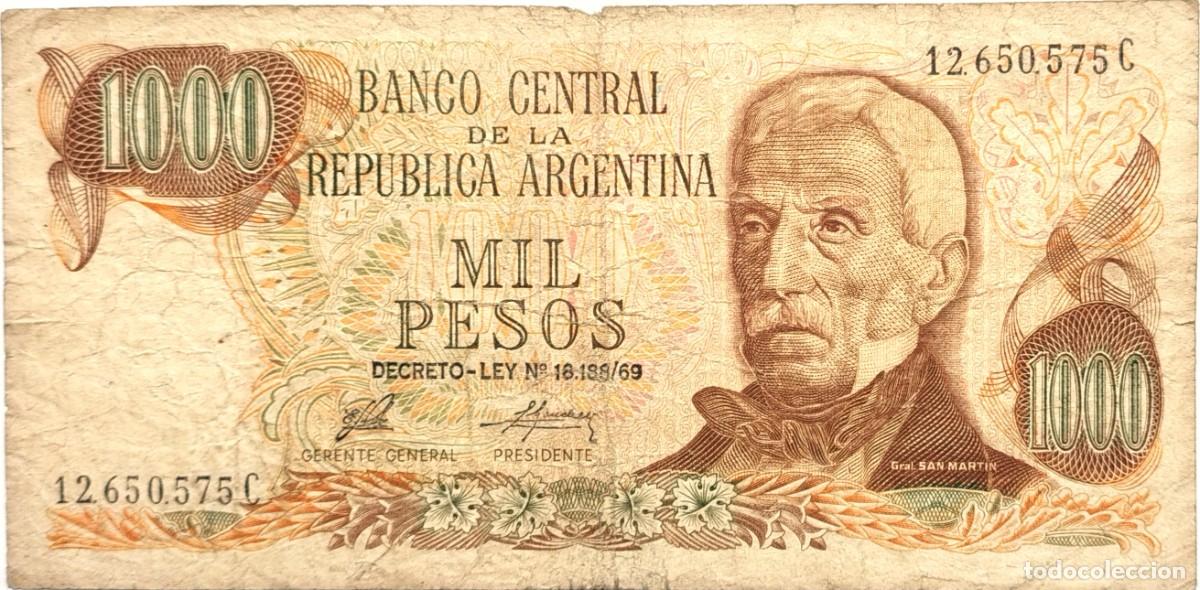 Notas Internacionais: ARGENTINA (1976) - 1000 PESOS DECRETO-LEY N&deg;18.188-69 - 12.650.575 C - PICK#299 - B