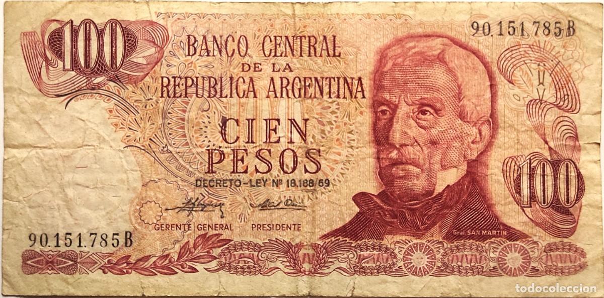 Billetes extranjeros: ARGENTINA (1975) - 100 PESOS DECRETO-LEY 18.188-69 - 90.151.785 B - PICK#297 - B