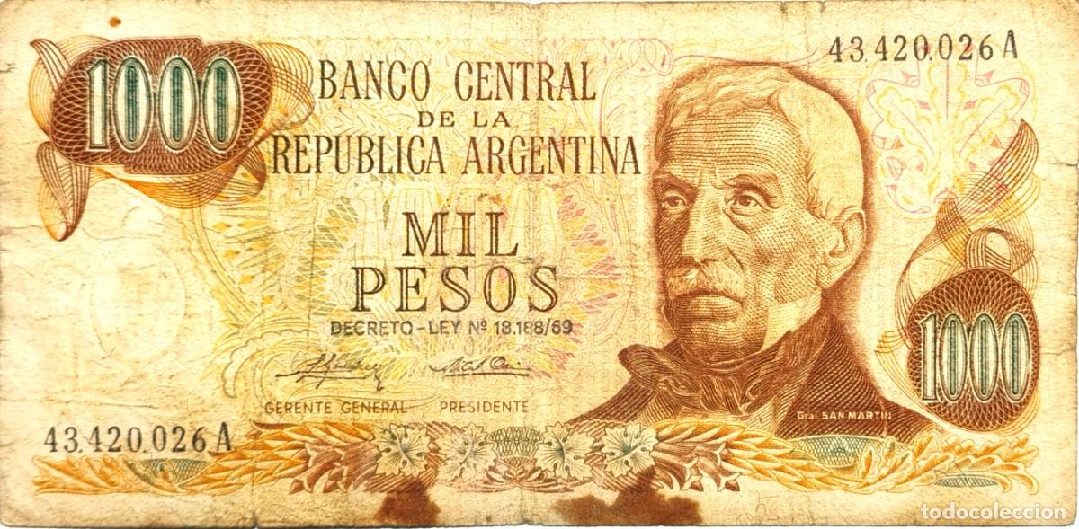 Billetes extranjeros: ARGENTINA (1975) - 1000 PESOS DECRETO-LEY 18.188-69 - 43.420.026 A - PICK#299 - B